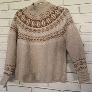 Beige Tan Brown Medium Fairisle Sweater